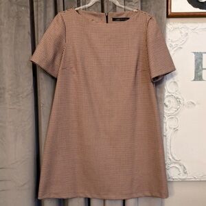 Zara Black and White Houndstooth Mini Dress | Medium (Large)